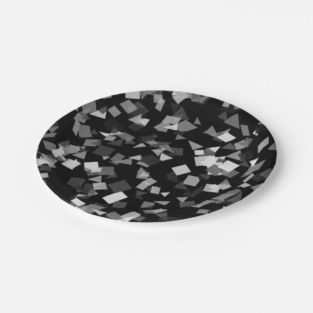 Prato De Papel Confete Preto e Branco (Inclinado)