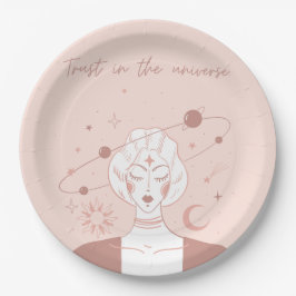 Prato De Papel Confiança na Positividade Espiritual Universo