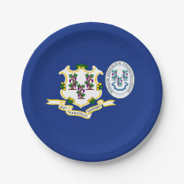 Prato De Papel Connecticuter Flag & Seal, Connecticut