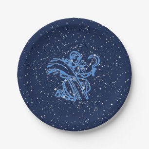 Prato De Papel Constelação de Virgem e Sinal Zodiac com Estrela