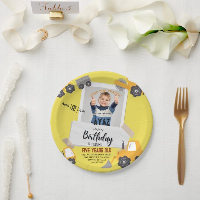 Prato De Papel Construction Dump Truck Party Boy Birthday  (Casamento)