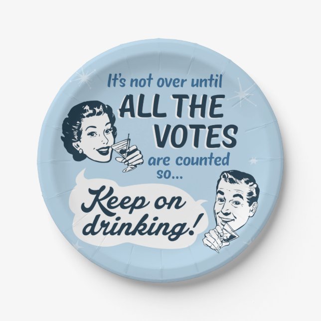 Prato De Papel Contar todos os votos | Placas de papel | Retro Fu (Frente)