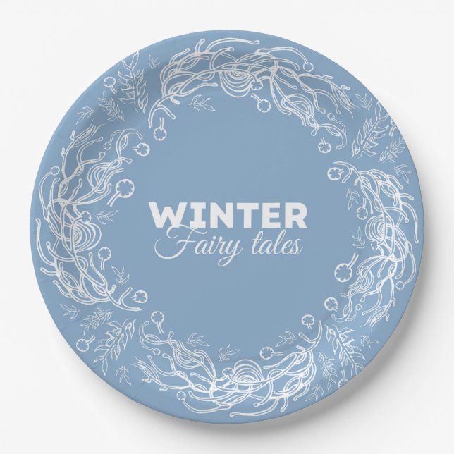 Prato De Papel Contos de Fadas das Férias de Inverno. (Frente)
