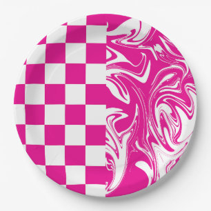 Prato De Papel Controlos e picos em magenta e branco