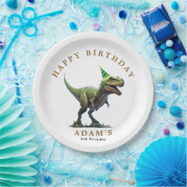 Prato De Papel Convite de Aniversário de Dinossauro, Três rex de 