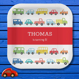 PRATO DE PAPEL CONVITE DE ANIVERSÁRIO DE TRANSPORTE