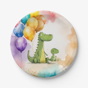 Prato De Papel Convite de Aniversário Divertido com Dinossauros A