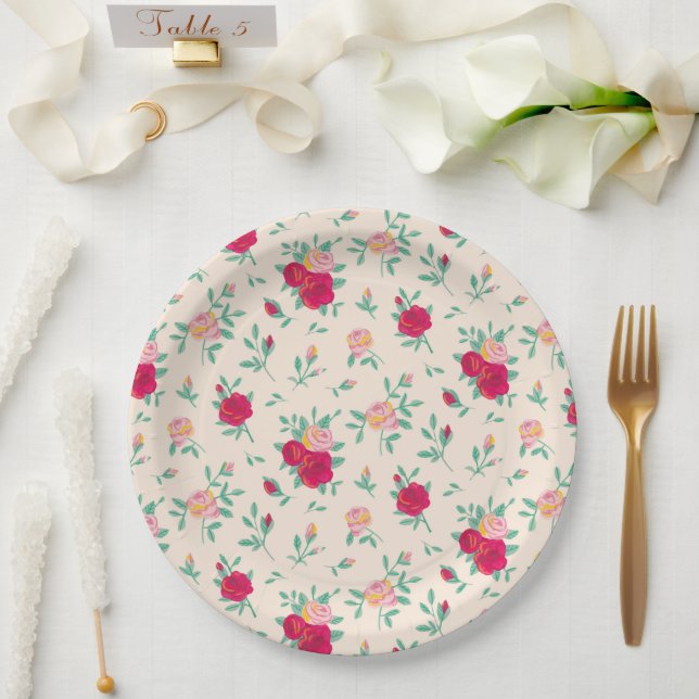 Prato De Papel Convite de aniversário Rosa (Casamento)