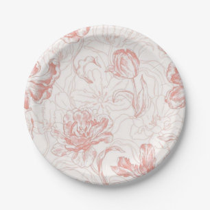Prato De Papel Convite de Casamento com Arco Floral Elegante Rosa