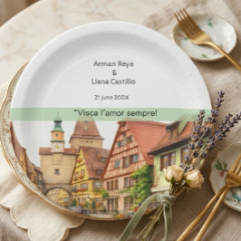 Prato De Papel Convite de Casamento Moderno Elegância Viral Valên