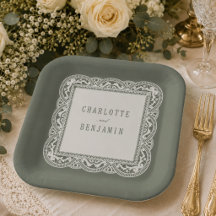 Convite de Chuveiro Nupcial de Renda Floral Verde 
