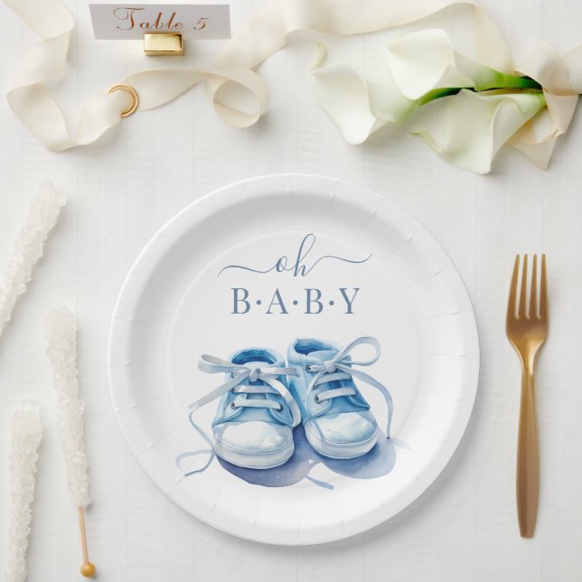 Prato De Papel Convite de Chuvinha de Bebê Sapatênis de Bebê, Beb (Casamento)