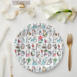 Prato De Papel Convite para Chá de fraldas Baby Alphabet ABC