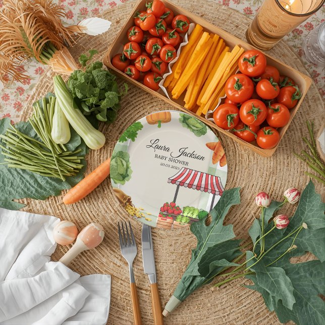 Prato De Papel Convite para Chás de fraldas do Mercado de Agricul (Criador carregado)