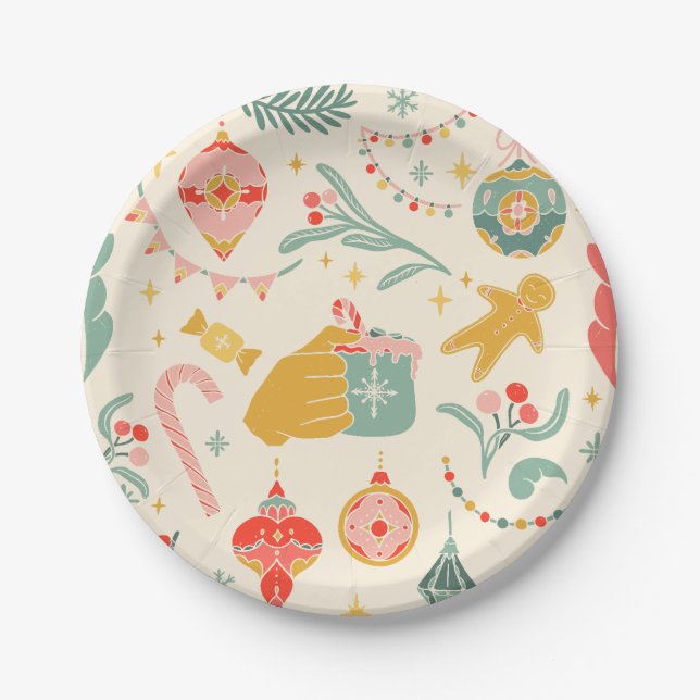 Prato De Papel Convite para festas de Natal (Frente)