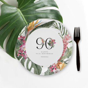 Prato De Papel Convite Tropical Simples e Elegante para Aniversár