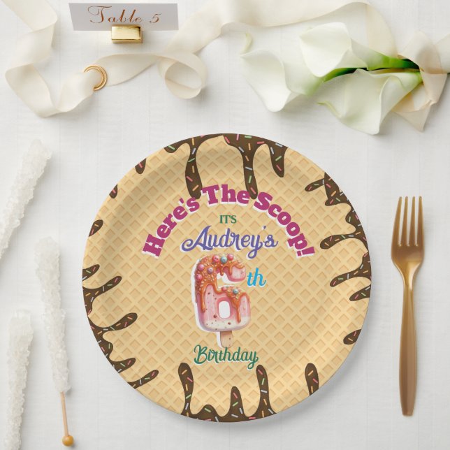 Prato De Papel Convite Waffle Cone Here's the Scoop (Casamento)