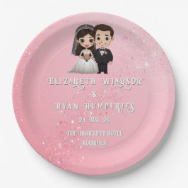 Prato De Papel Convites de Casamento Rosa com Sparkles Diamond