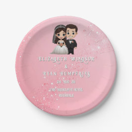 Prato De Papel Convites de Casamento Rosa com Sparkles Diamond