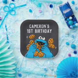 Prato De Papel Cookie Monster Birthday Chalkboard