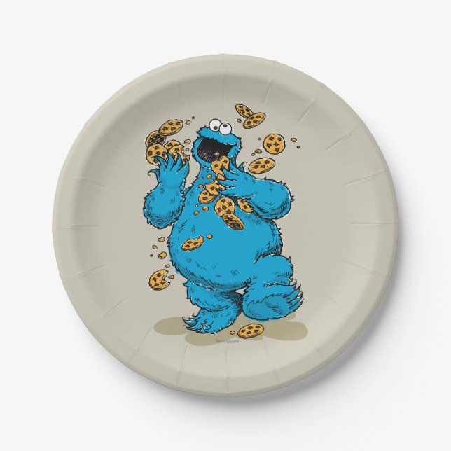 Prato De Papel Cookie Monster Crazy Cookies (Frente)