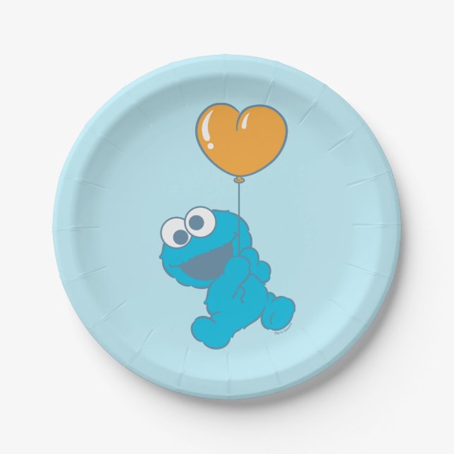 Prato De Papel Cookie Monster Heart Balloon (Frente)