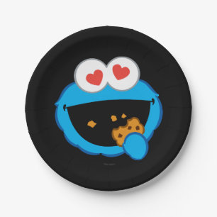 Prato De Papel Cookie Sorrindo Rosto com Olhos em Forma de Coraç
