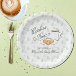 Prato De Papel Cookies & Cocoa Baby Shower