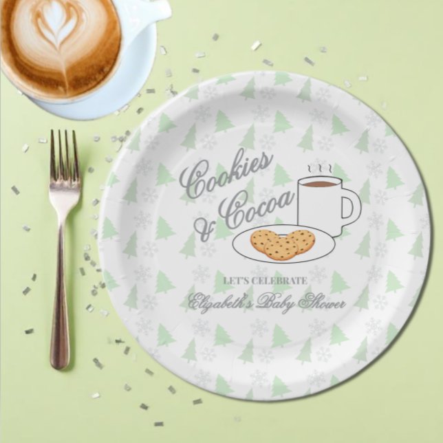 Prato De Papel Cookies & Cocoa Baby Shower (Criador carregado)