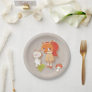 Prato De Papel Cookies decorados com animais de madeira