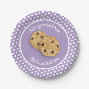 Prato De Papel Cookies e Bolinhas doce texto personalizado lilac