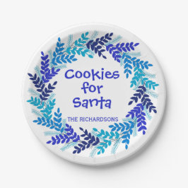 Prato De Papel Cookies para Papais noeis Blue Christmas Wreath