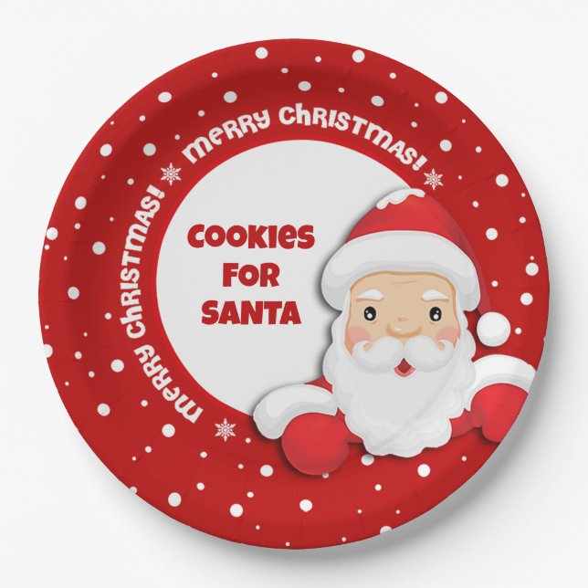 Prato De Papel Cookies para Papais noeis Natal Personalizado (Frente)