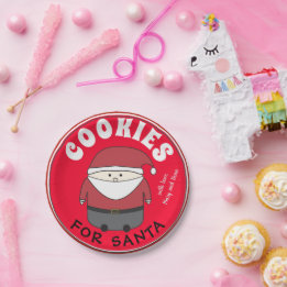 Prato De Papel Cookies para Papais noeis Plate Red