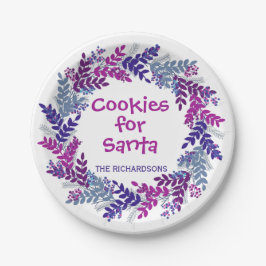Prato De Papel Cookies para Papais noeis Purple Christmas Wreath
