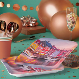 Prato De Papel Copenhagen sunrise Nyhavn, Dinamarca
