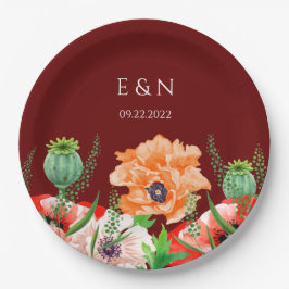 Prato De Papel Cópias Flores de Aquarelas Folhas de Papel