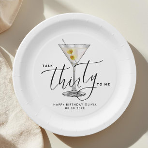 Prato De Papel Copo de Martini “Talk Thirty to Me” Moderno 30º