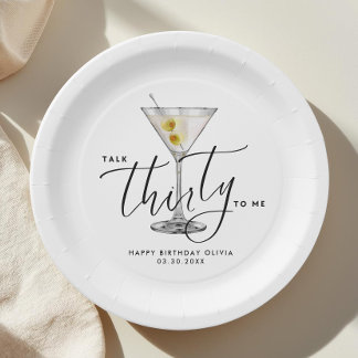 Prato De Papel Copo de Martini “Talk Thirty to Me” Moderno 30º