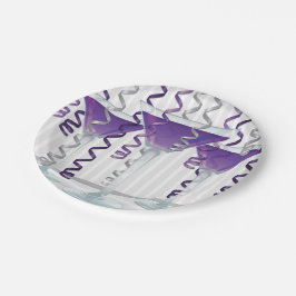 Prato De Papel Coquetel e fita roxas