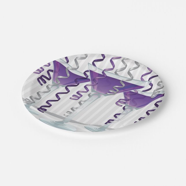 Prato De Papel Coquetel e fita roxas (Inclinado)