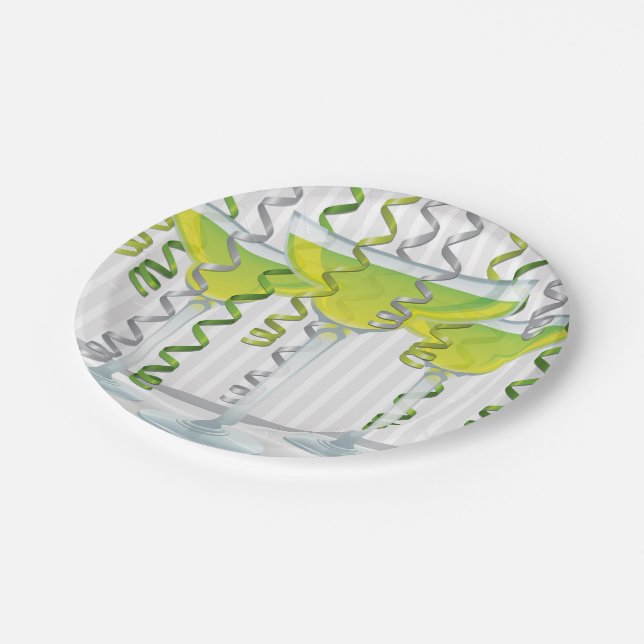 Prato De Papel Coquetel verde e fita (Inclinado)