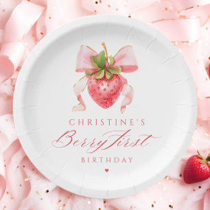 Prato De Papel Coquette Berry Primeiro Aniversário