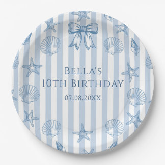 Prato De Papel Coquette Seashells Beach Birthday Plates