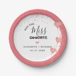 Prato De Papel Cor d'água rosa e vermelho coração doce Obrigado f