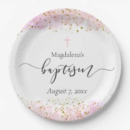 Prato De Papel cor d'água rosa | Falsos detalhes sobre ouro Bapti