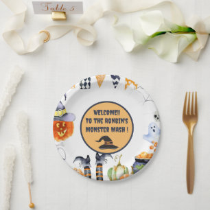 Prato De Papel Cor de água doce e divertida do halloween