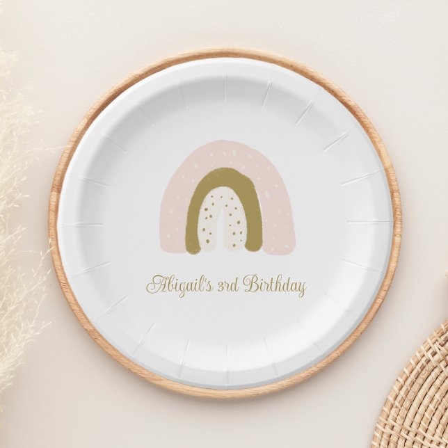 Prato De Papel Cor-de-água rosa e Dourada Festa de aniversário ar (Criador carregado)