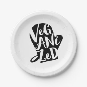 Prato De Papel Cor de Fundo Personalizada do Vegan Veganizada