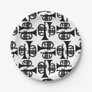 Prato De Papel COR DE FUNDO PERSONALIZADA DO Vintage Trumpets